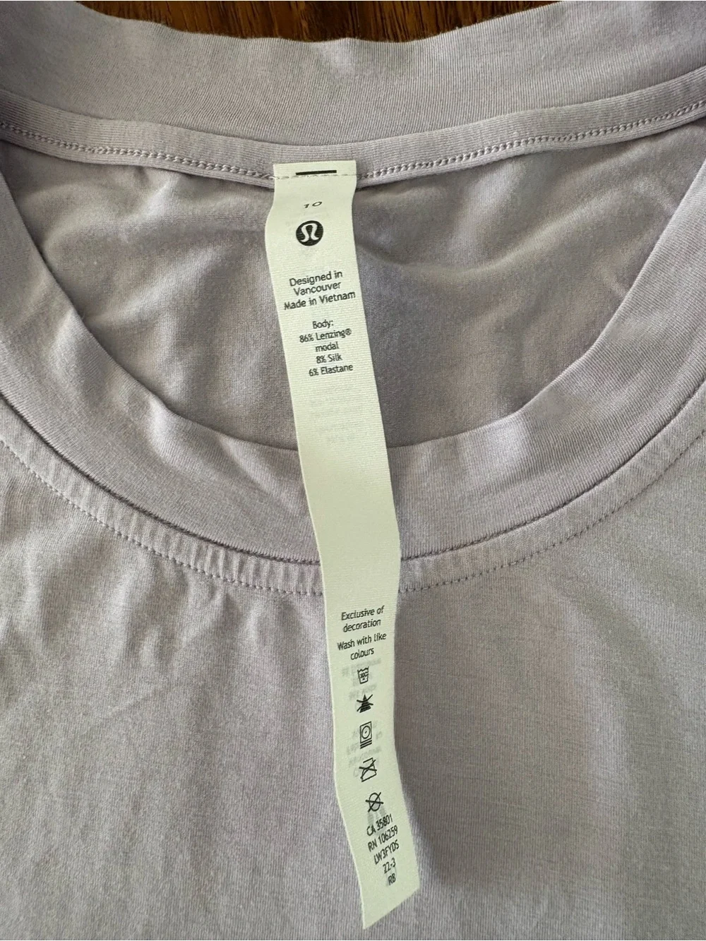 Lululemon Modal-Silk Blend Tie-Front Yoga T-Shirt In Faint Lavender Size 10